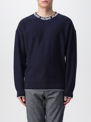 Hugo Erkek Logo Yakalı Yumuşak Kumaş Lacivert Kazak 50474813-002