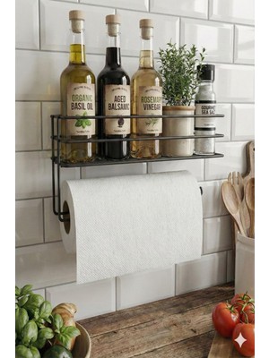 PremiumPort Pratik ve Şık Yapışkanlı Raflı Kağıt Rulo Tutucu, Banyo ve Mutfak Düzeni