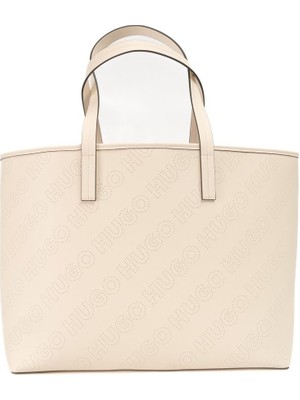 Hugo Kadın Geniş Iç Hacim Dikiş Marka Logo Detaylı Bej Omuz Çantası 50503700-110