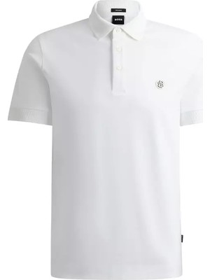 Boss Erkek Polo Yaka Düğme Kapamalı Kısa Kol Beyaz Polo Yaka T-Shirt 50520297-100