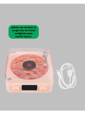 Retro Bluetooth Hoparlör - Yumuşak Gece Lambası ve Saat Göstergeli - Lisinya