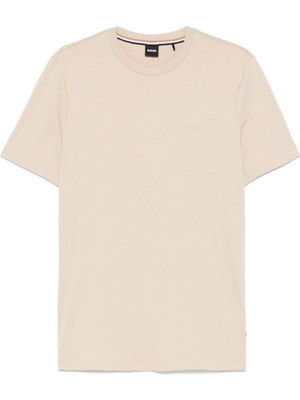Boss Erkek Regular Fit Kısa Kollu Düz Bisiklet Yaka Ekru T-Shirt 50468347-275