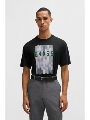 Boss Erkek Marka Logolu Regular Fit Pamuklu Kısa Kol Siyah T-Shirt 50524979-001