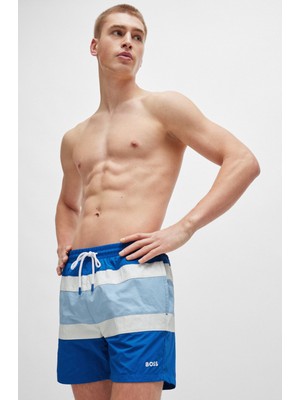 Boss Erkek Logolu Beli Lastikli Yüksek Bel Slim Fit Lacivert Mayo 50515700-423