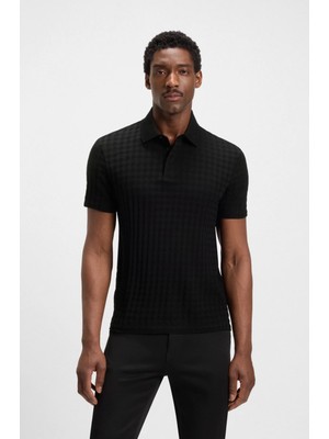 Boss Erkek Pamuklu Marka Logolu Kısa Kollu Polo Yaka Siyah Polo Yaka T-Shirt 50543666-001