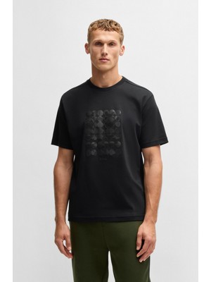 Boss Erkek Kısa Kol Yuvarlak Desenli Bisiklet Yaka Siyah T-Shirt 50537845-001
