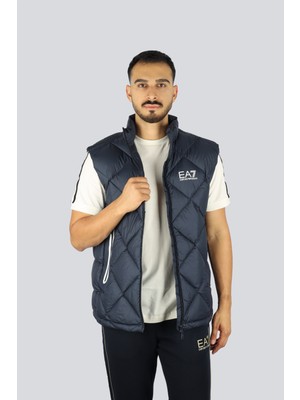 EA7 Erkek Kolsuz Dik Yaka Şişme Fermuar Kapama Lacivert Yelek 7M001002 AF15923-UB102