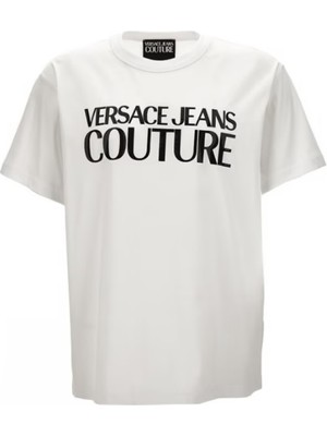 Versace Erkek Regular Fit Yuvarlak Yaka Kısa Kollu Beyaz T-Shirt 78GAHE05CJ00E-003
