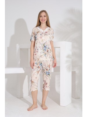 Evia Angelique Bambu Kumaş Kısa Kol Kadın Kapri Takım 22274