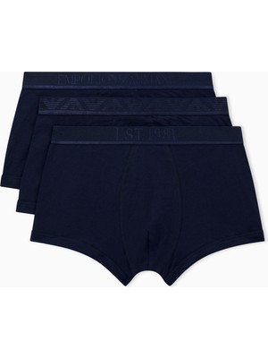 Emporio Armani Erkek Beli Lastikli Pamuklu Slim Fit 3'lü Lacivert1 Boxer EM000259 AF10780-MB254