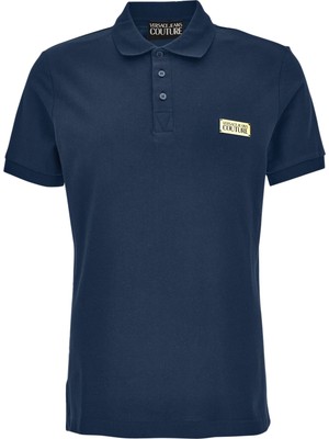 Versace Erkek Pamuklu Polo Yaka Kısa Kollu Günlük Kullanım Mavi Polo Yaka T-Shirt 78GAGT08CJ01T-283