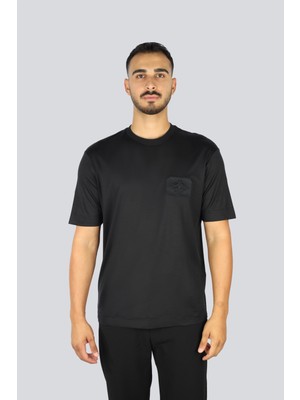 Emporio Armani Erkek Pamuklu Oversize Yuvarlak Yakalı Kısa Kollu Siyah T-Shirt EM002938 AF18312-UC001