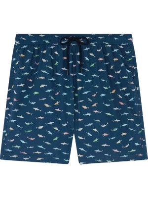 Paul & Shark Erkek Köpek Balığı Desenli Elastik Bağcıklı Bel Bantlı Lacivert Mayo 25415033-L09