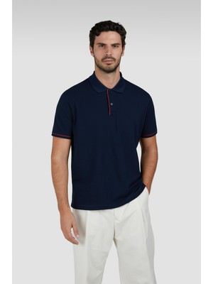 Paul & Shark Erkek Pamuklu Normal Kalıp Kısa Kollu Lacivert Polo Yaka T-Shirt 25411323-013