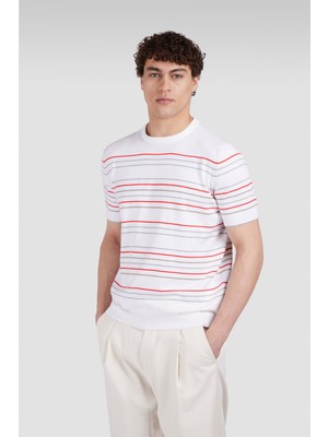 Paul & Shark Erkek Bisiklet Yaka Kısa Kol Renkli Çizgi Desen Çok Renkli T-Shirt 25411532-162