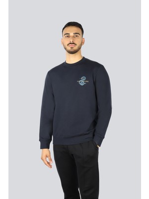 Paul & Shark Erkek Logo Üstü Yılan Desenli Yuvarlak Yaka Regular Fit Uzun Kollu Lacivert Sweatshirt 25411882-050