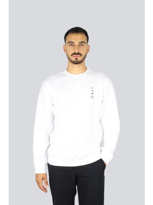 Paul & Shark Erkek Regular Fit Pamuklu Logo Baskılı Yuvarlak Yaka Uzun Kollu Beyaz Sweatshirt 15311862-010