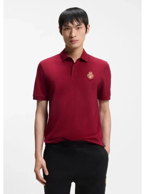 Boss Erkek Logo Kabartmalı Normal Kalıp Pamuklu Kısa Kollu Kırmızı T-Shirt 50556415-616