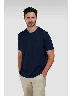 Paul & Shark Erkek Yuvarlak Yaka Normal Kalıp %100 Pamuklu Kısa Kollu Lacivert T-Shirt 25411033-013