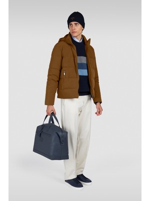 Paul & Shark Erkek Normal Kalıp Kapitone Desenli Kuş Tüyü Dolgulu Kapüşonlu Kahverengi Ceket 15312007-976