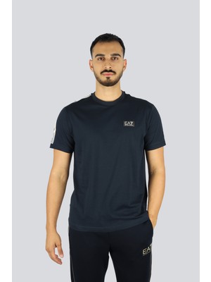 EA7 Erkek Pamuklu Bisiklet Yaka Kısa Kollu Lacivert T-Shirt 7M000956 AF10375-MB437