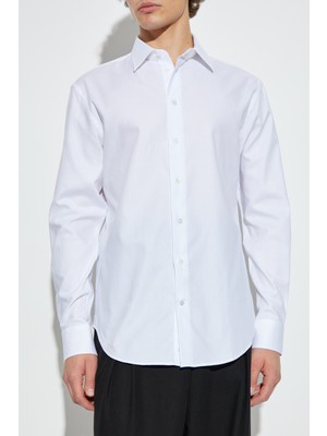 Emporio Armani Erkek Gömlek Yaka Düz Düğme Kapama Uzun Kol Beyaz Gömlek EM000195 TE16906-F0015