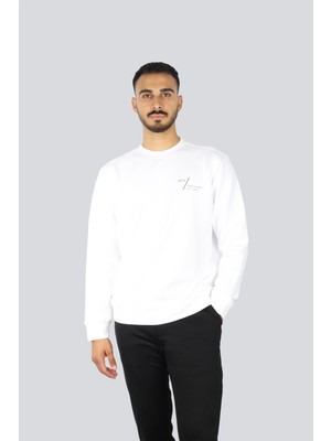 Paul & Shark Erkek Normal Kalıp Logo Desenli Yuvarlak Yakalı Pamuklu Uzun Kollu Beyaz Sweatshirt 15311861-010