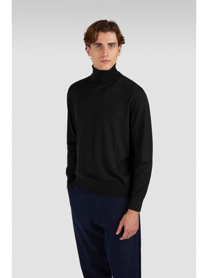 Paul & Shark Erkek Boğazlı Yaka Rahat Pamuk Karışımlı Siyah Triko 99311029-011