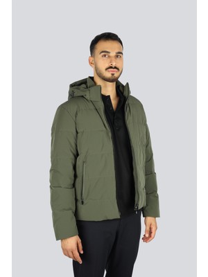 Paul & Shark Erkek Normal Kalıp Kapitone Desenli Kuş Tüyü Dolgulu Kapüşonlu Yeşil Ceket 15312007-089
