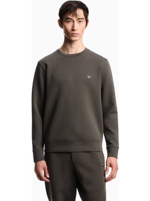 Emporio Armani Erkek Pamuklu Logo Detaylı Yuvarlak Yaka Haki Sweatshirt 8N1MD1 1JHSZ-U8120