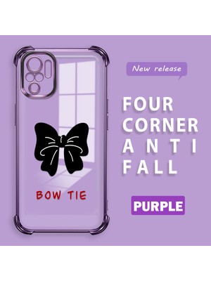 HONTINGA Xiaomi Poco M5S ile Uyumlu Şeffaf Kılıfı Düşüme Önleyici Basitlik Anti Düşme Kamera Korumali Bow Tie Desen Yumuşak Silikon Telefon Kılıfı Kadın ve Erkek Için Uygundur K3-0214