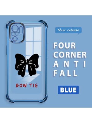 HONTINGA Xiaomi Poco M5S ile Uyumlu Şeffaf Kılıfı Düşüme Önleyici Basitlik Anti Düşme Kamera Korumali Bow Tie Desen Yumuşak Silikon Telefon Kılıfı Kadın ve Erkek Için Uygundur K3-0214