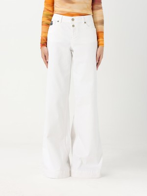 Versace Kadın Denim Kumaş  Normal Bel Düz Model Beyaz Pantolon 78HAB561CEWR1-003