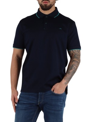 Paul & Shark Erkek Düğme Kapama Kısa Kol %100 Pamuk Lacivert Polo Yaka T-Shirt 25411268-013