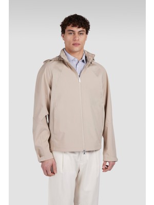 Paul & Shark Erkek Normal Kalıp Kapüşonlu Fermuarlı Uzun Kollu Bej Ceket 25412290-029
