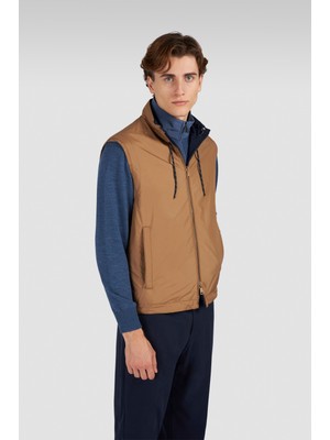 Paul & Shark Erkek Yün Ipek ve Mikrofiber Içerikli Normal Kalıp Fermuarlı Çift Taraflı Kahverengi-Mavi Ceket 15312626-627