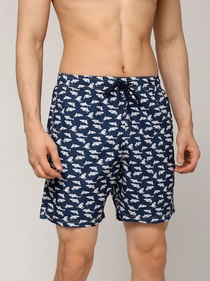 Paul & Shark Erkek Minimal Yoğun Köpek Balık Desenli Bağlamalı Lacivert-Beyaz Mayo 25415026A-L17