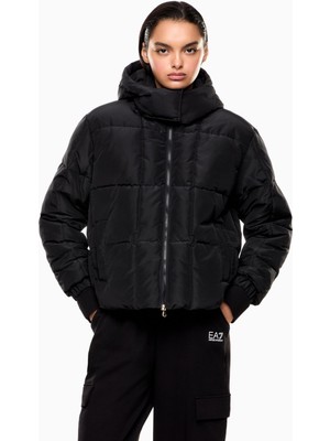 EA7 Kadın Ayarlanabilir Alt Etek Ucu Çift Yönlü Fermuar Siyah Mont 7W000647 AF16074-UC001