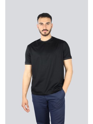 Paul & Shark Erkek Yuvarlak Yakalı Kolu Yüzgeç Detaylı Pamuklu Siyah T-Shirt 25411017-11D