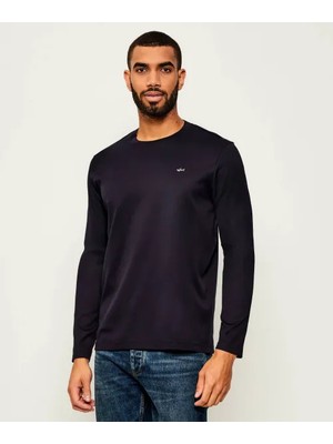 Paul & Shark Erkek Bisiklet Yaka Uzun Kol Pamuklu Slim Fit Siyah-Gümüş T-Shirt 15311611-11D