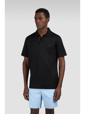Paul & Shark Erkek Kısa Kollu Polo Yaka Düğme Kapamalı Siyah-Altın Polo Yaka T-Shirt 15311726A-11G