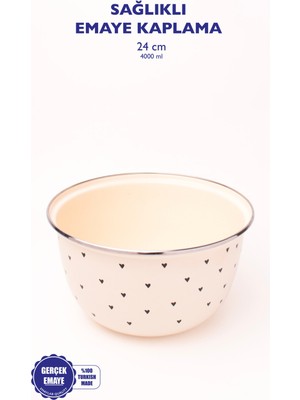 Teknotrust Emaye Karıştırma ve Salata Kabı 24CM 4l, Ocak Güvenli, Şık ve Dayanıklı