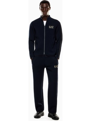 Erkek Dik Yaka Fermuar Kapama Uzun Kol Cep Detay Ea7 Desen Lacivert Eşofman Üstü 7M000670 AF14146-UB102