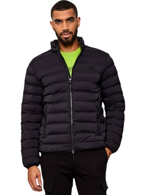 EA7 Erkek Regular Fit Fermuar Kapamalı Dik Yaka Uzun Kollu Siyah Mont 7M000684 AF15953-UC001