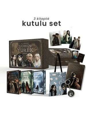 Gümüş Yürek Serisi - Üç Kitaplık Hediyeli Yan Boyamalı Kutu