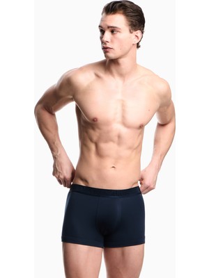Emporio Armani Erkek Bel Lastik Marka Yazılı Dar Kısa Boy Dokuma Kumaş Lacivert Boxer EM000231 AF14988-UB102