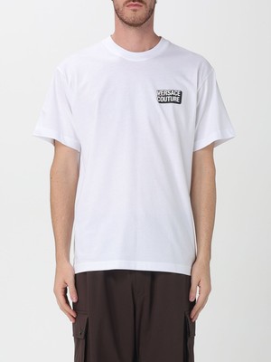 Versace Erkek Normal Kalıp Yuvarlak Yakalı Logo Desenli Kısa Kollu Beyaz T-Shirt 79GAHP10CJ01P-003