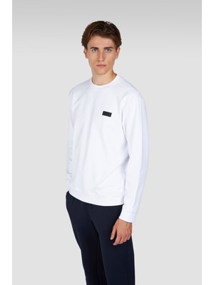 Paul & Shark Erkek Regular Fit Pamuklu Shark Logo Etiketki Uzun Kollu Beyaz Sweatshirt 15311863-010