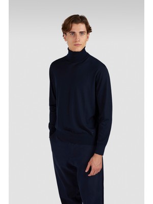 Paul & Shark Erkek Boğazlı Yaka Rahat Pamuk Karışımlı Mavi Triko 99311029-050