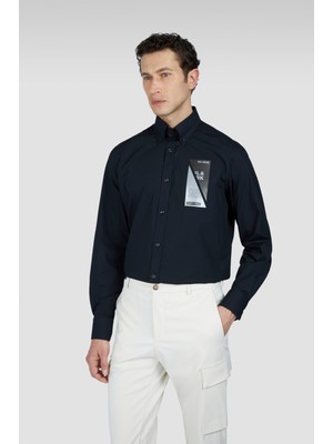 Paul & Shark Erkek %100 Pamuklu Regular Fit Göğüste Logo Desenli Uzun Kollu Siyah Gömlek 25413532-011